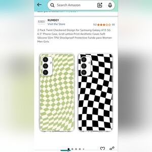 Grid Lattice Print Phone Case - Black and Green